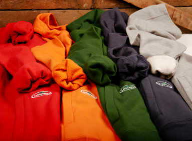 Cardinal Red, Burnt Orange, Forest Green, Navy, and Athletic Gray Cotton Double Thick Hooded Double Thick Pullover Sweatshirts from Arborwear